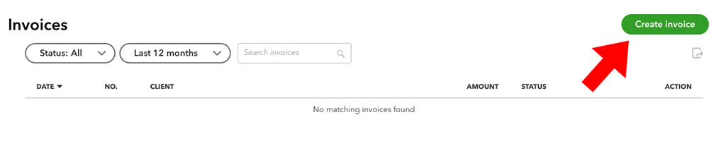 quickbooks create invoice button